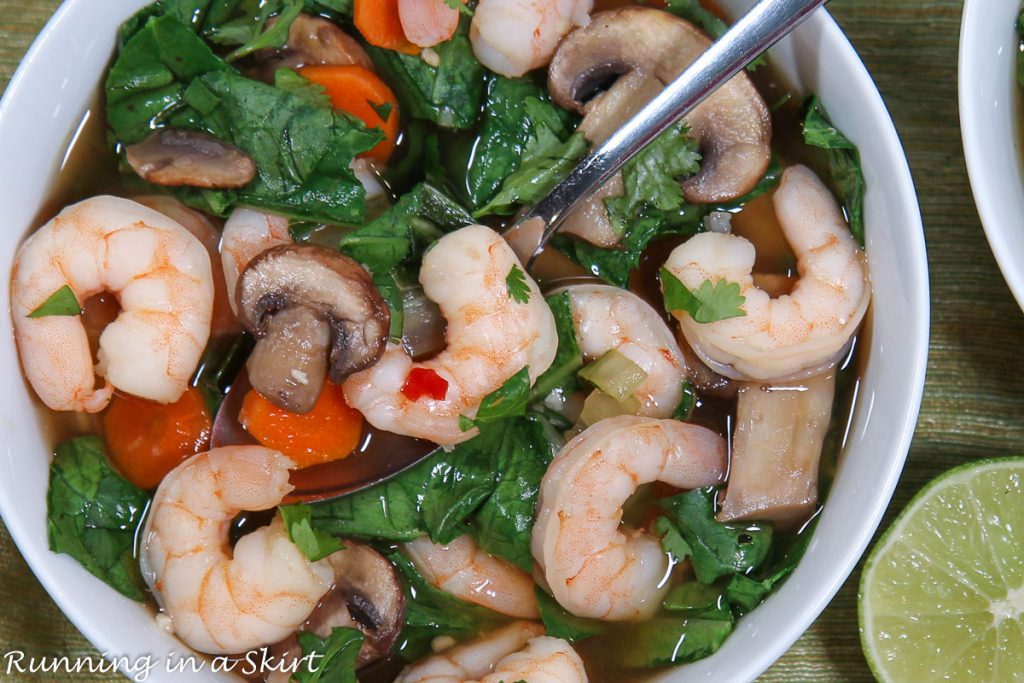 Spicy Shrimp Asian Soup overhead shot