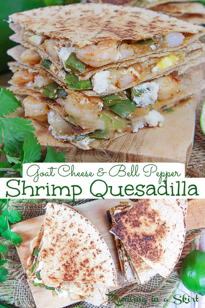 Pinterest collage for the shrimp quesadilla recipe.