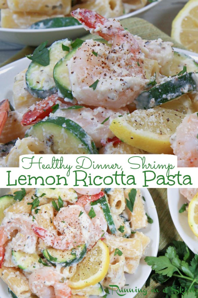 Lemon Ricotta Pasta with Shrimp Pinterest Collage