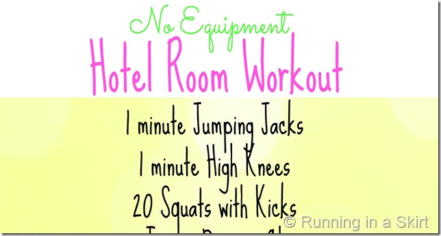 Travel doesn&rsquo;t have to be an obstacle to working out!  With this quick No Equipment Hotel Room Workout you can get a quick full body fitness session in without even leaving your room.