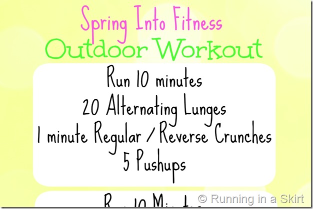 spring outdoor workout wide Spring is the season where I am most inspired to get out of the gym and workout outside! This workout mixes running and circuit training into one great outdoor workout idea. See post for details!