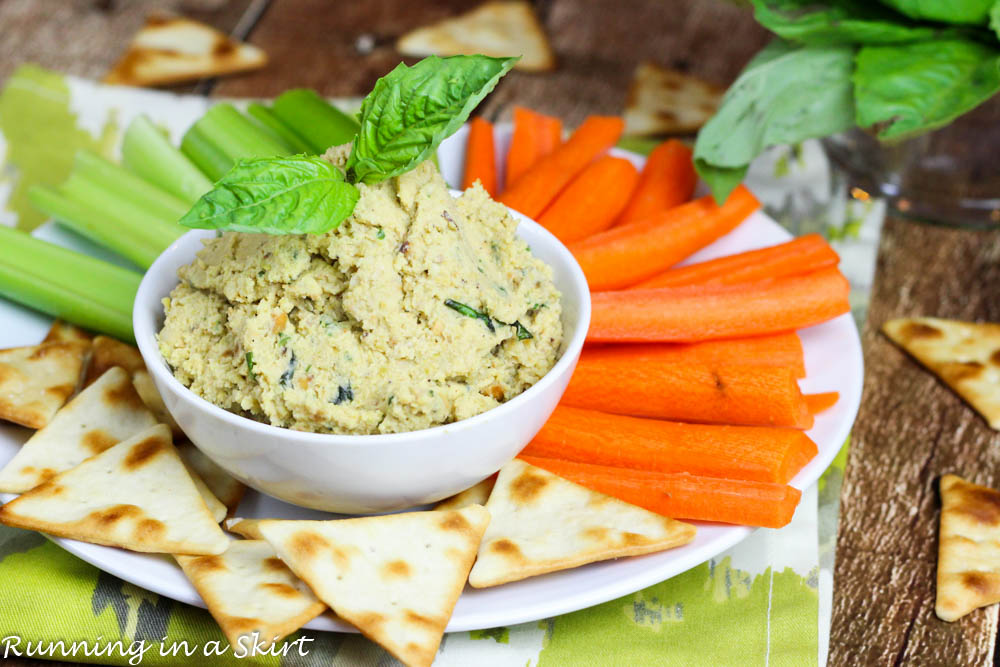 Pistachio Hummus - a delicous twist on humus! Perfect for a dip or sandwich/ Running in a Skirt