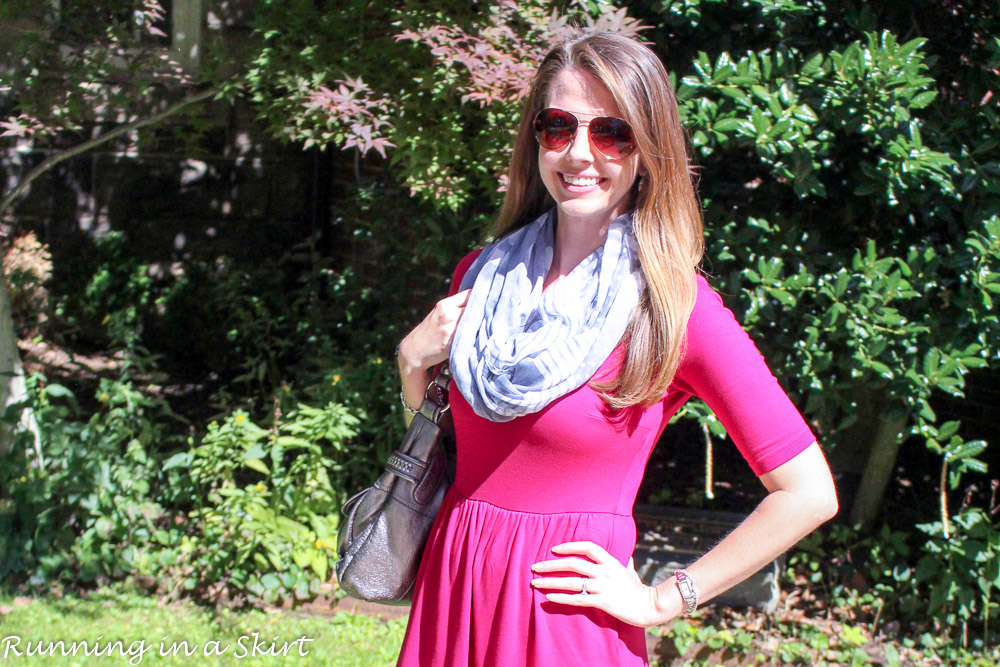 Fresh fall look! Pink dress with fringe booties! / Running in a Skirt