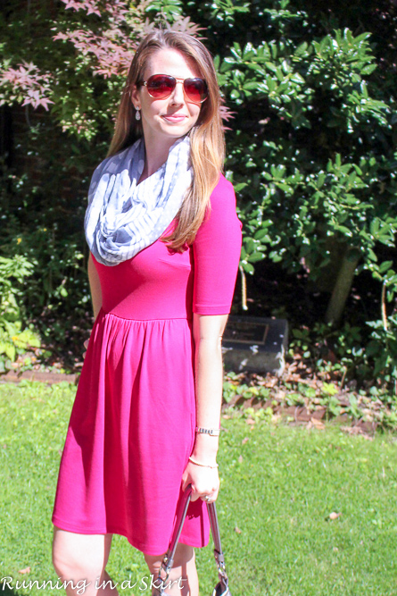 Fresh fall look! Pink dress with fringe booties! / Running in a Skirt