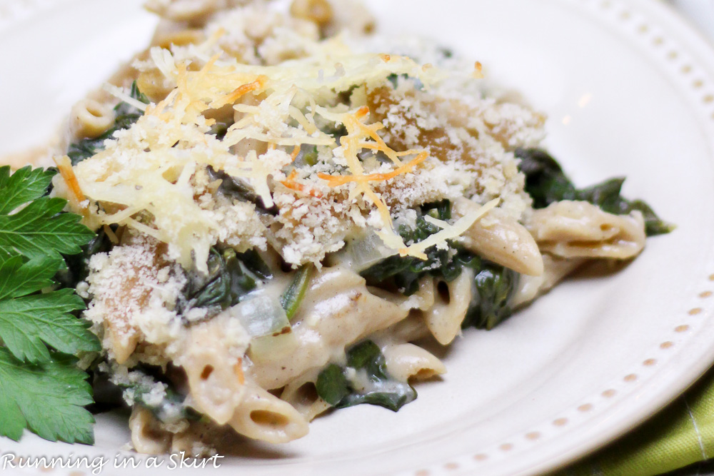 Skinny Spinach, Parmesan and Lemon Vegetarian Baked Penne/ Running in a Skirt