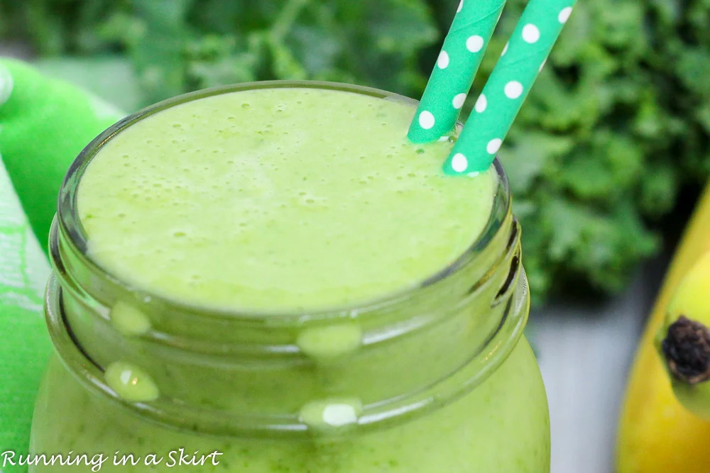 THE Best Detox Green Smoothie Recipe close up.