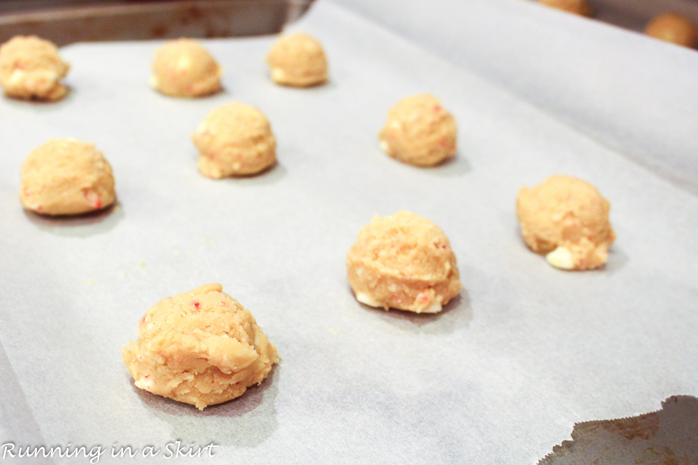 Chewy Soft Baked White Chocolate Peppermint Cookies recipe/ Running in a Skirt
