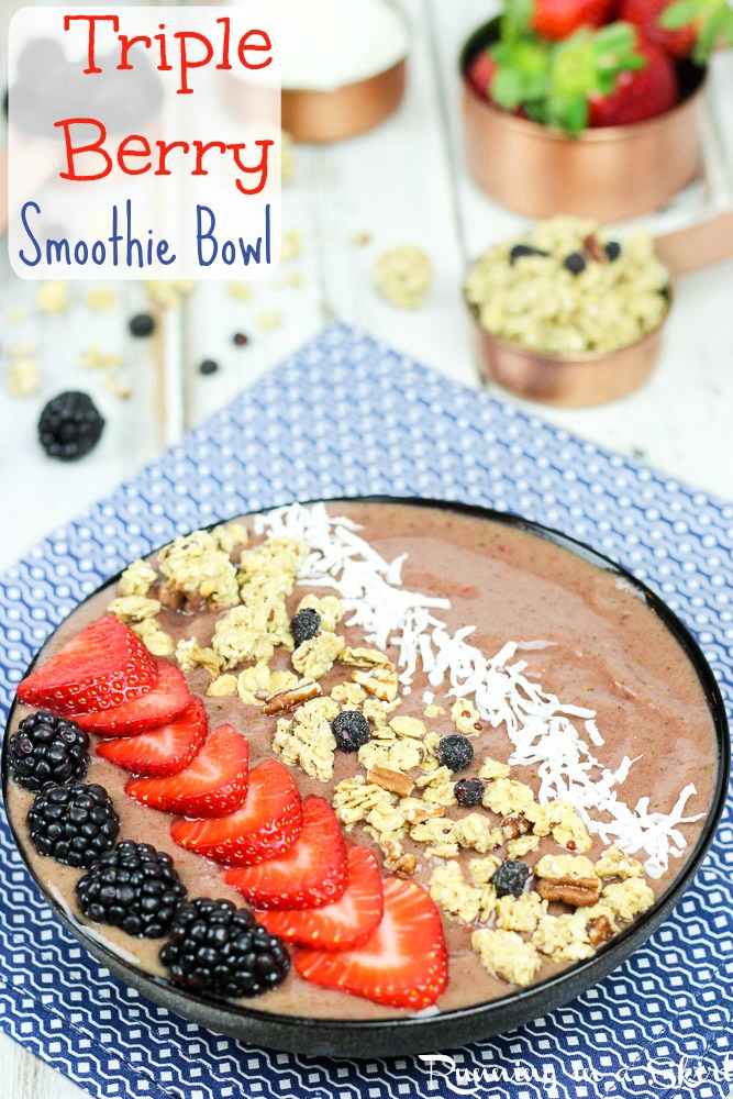 Triple Berry Smoothie Bowl Recipe- Easy, Simple, Healthy Breakfast / Running in a Skirt Triple Berry Smoothie Bowl Recipe- Easy, Simple, Healthy Breakfast / Running in a Skirt
