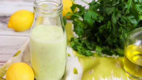 Healthy Homemade Green Goddess Dressing recipe with greek yogurt / Running in a Skirt