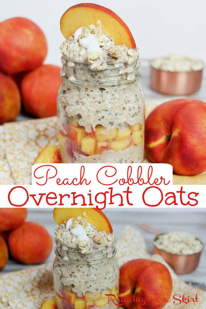Peach Cobber Overnight Oats pinterest collage