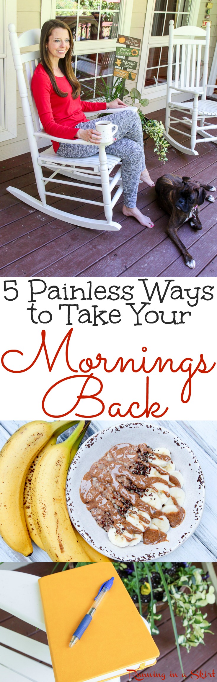 5 Painless Ways to Take Your Mornings Back - a simple healthy morning routine and habits to give you more energy. Includes breakfast ideas, rituals, meditation, tea, yoga poses and tips to have your best day ever. / Running in a Skirt via @juliewunder