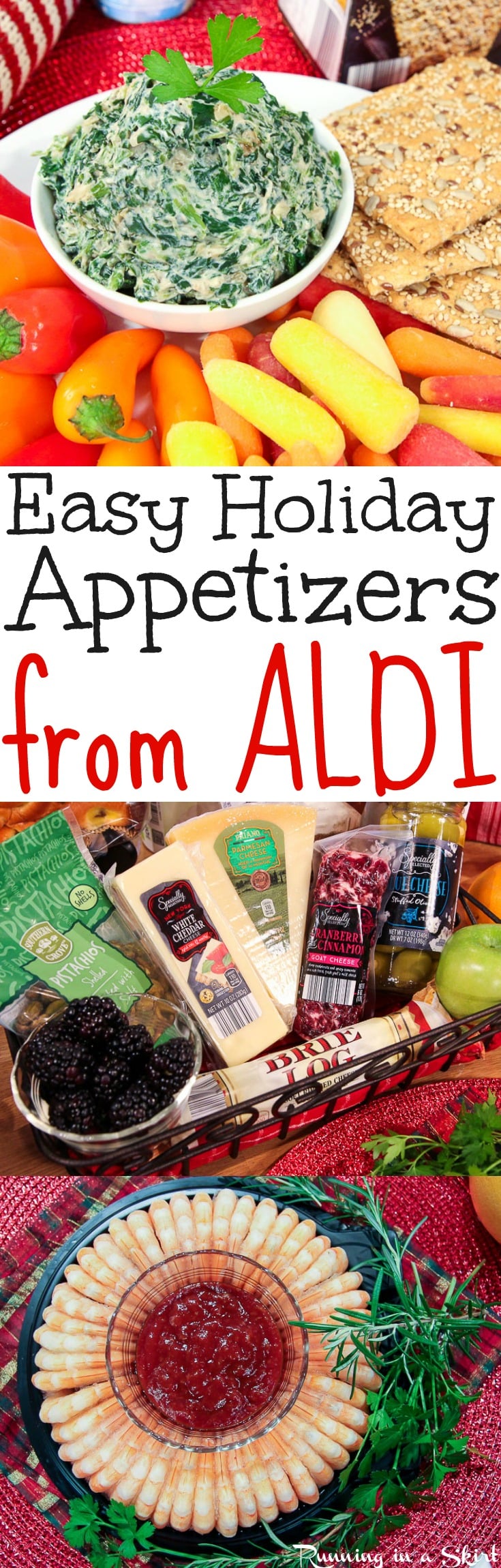 5 Easy Holiday Appetizer Ideas for a party! Budget friendly, make ahead apps that you can buy at ALDI. Includes healthy and vegetarian options. / Running in a Skirt #ALDIlove #ad @aldiusa via @juliewunder