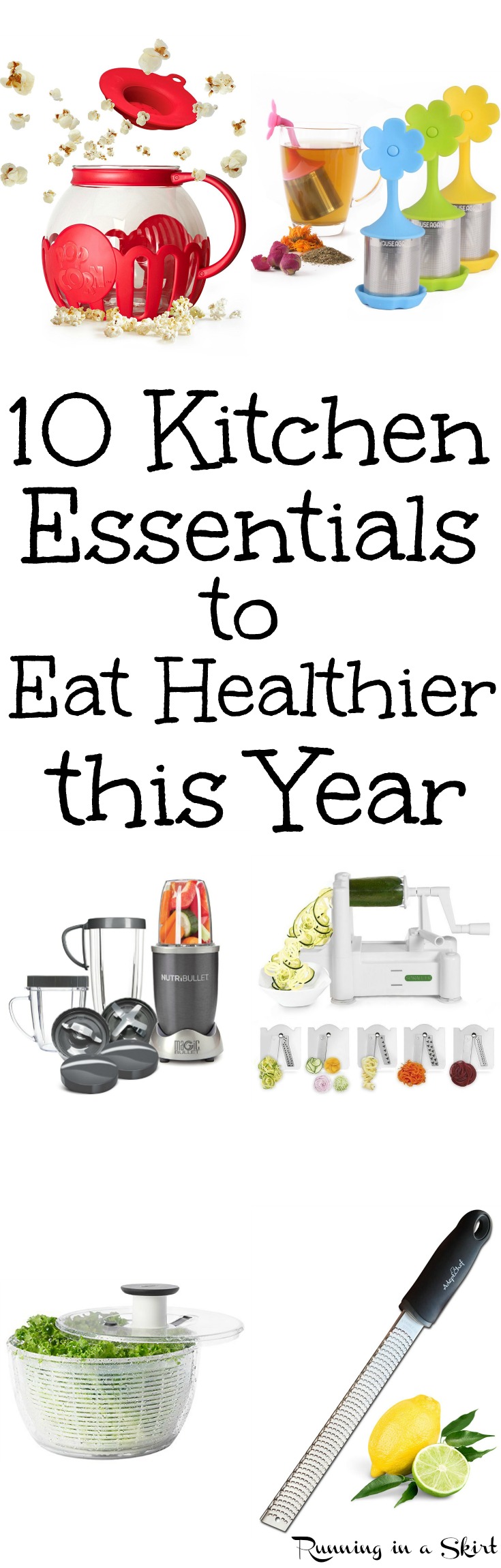 10 Healthy Kitchen Gadgets and Tools to Eat Healthier for Life. These run ideas and products can make cooking easier and better for your health. Great home tools for clean eating, cooking veggies, vegetable noodles for low carb diets and following recipe ideas. / Running in a Skirt via @juliewunder