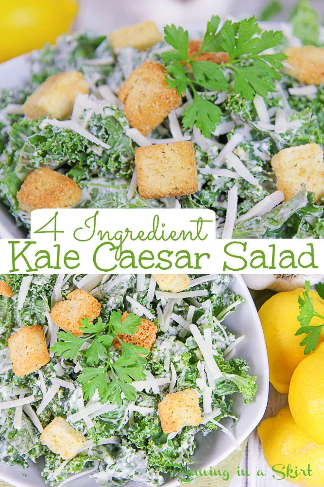 Kale Caesar Salad Pinterest collage.