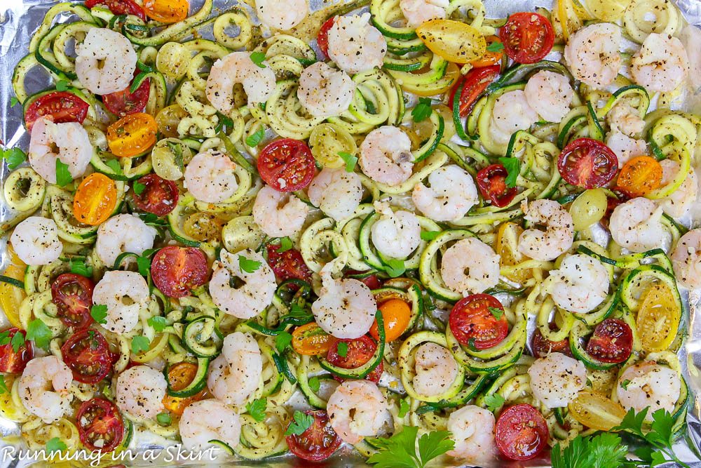 6 Ingredient Sheet Pan Shrimp and Zoodles recipe