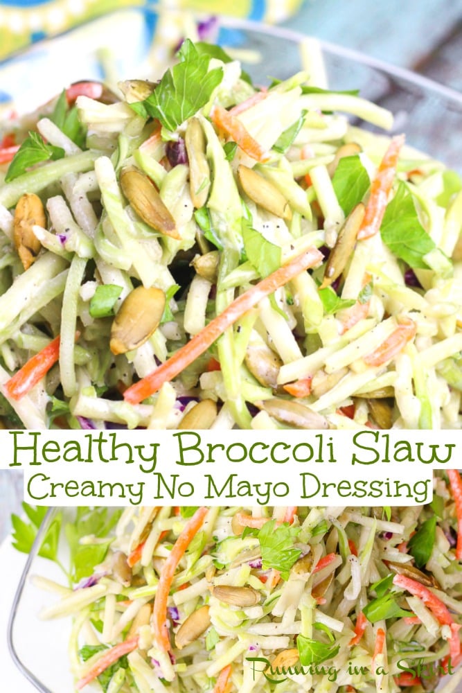 Healthy Broccoli Slaw recipe Pinterest Collage