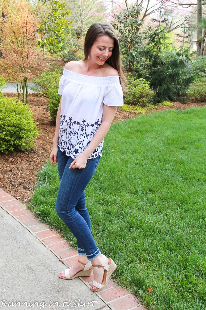 Off the Shoulder Embroidered Top