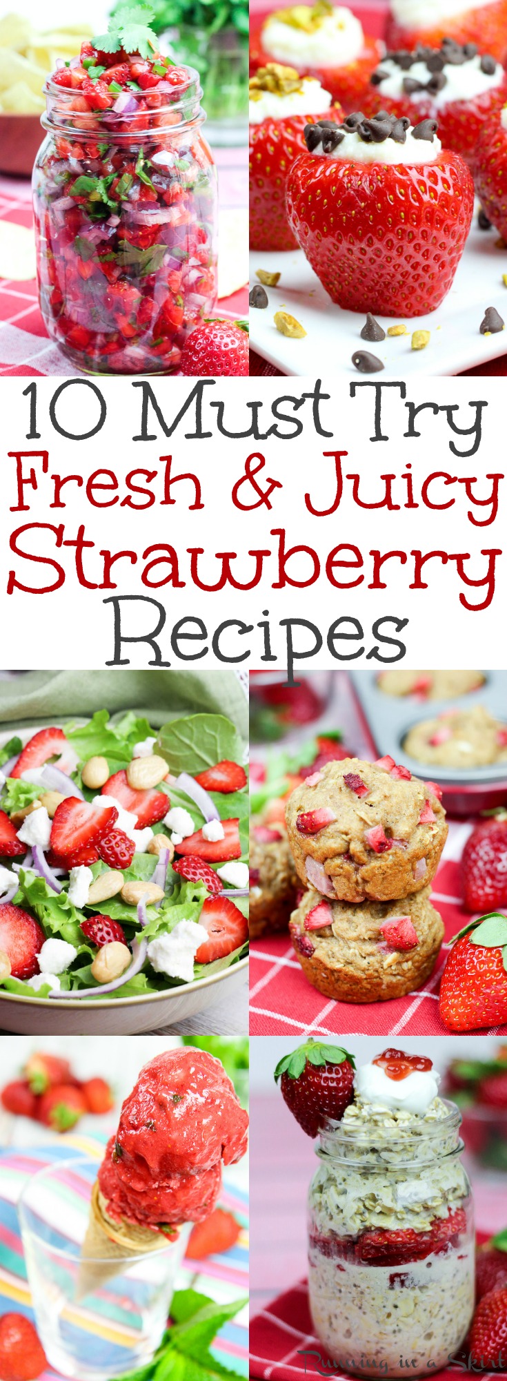 The Best Fresh & Juicy Strawberry Recipe - easy breakfast, dessert, snack, smoothie and salad ideas using berries! These simple, clean eating homemade recipes will have you longing for summer. Most recipes have no sugar. Includes paleo, low carb, whole 30, gluten free, vegan & vegetarian options. / Running in a Skirt via @juliewunder