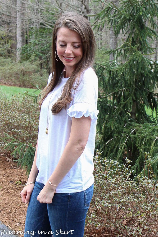 White Ruffle Sleeve Shirt