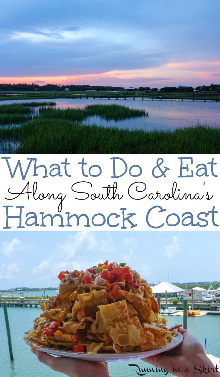What to Do & Eat Along the South Carolina Hammock Coast - includes things to do in Murrell's Inlet, Pawley's Island and Georgetown SC. The best restaurants, beach locations, where to shell on islands, kayaking, boating and where to see beautiful sunsets. Also, travel information about Brookgreen Gardens and Huntington Beach State Park. You will love this fabulous, nature-oriented alternative to Myrtle Beach SC. / Running in a Skirt via @juliewunder