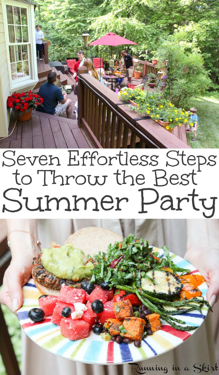 Seven Effortless Summer Party Ideas for the best fun backyard cookout. These hacks include hosting ideas, food, drinks, recipes and how to keep your yard mosquito free... including a must try control spray for yard. Get your menu and outdoor activities here! / Running in a Skirt #SummerwithOrkin #AD #mosquito #summer #party #hosting #lifestyle #healthyliving via @juliewunder