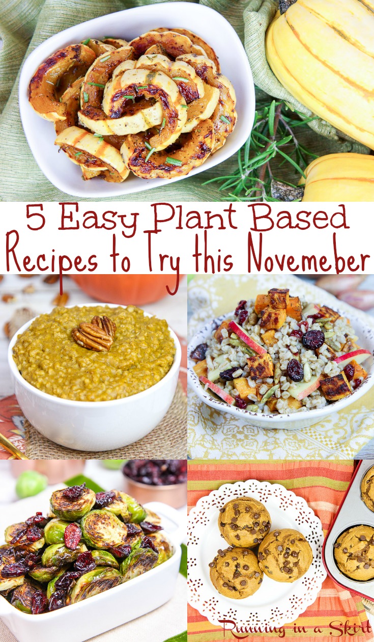 5 Healthy Vegetarian November Recipes - these healthy, easy and simple ideas include dinner, breakfast, dessert and sides including the best vegan and slow cooker / crock pot options! These clean eating and cozy comfort foods are perfect for the season. / Running in a Skirt via @juliewunder