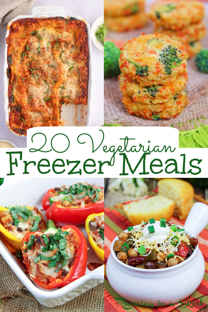 12 Healthy & Easy Vegetarian Freezer Meals- includes crockpot, slow cooker or instant pot options. The best for new Moms and post partum or just a busy time in life. Clean eating, low carb and gluten free options. / Running in a Skirt #vegetarian #mealprep #freezermeals #vegan #glutenfree #lowcarb #cleaneating #crockpot #slowcooker via @juliewunder