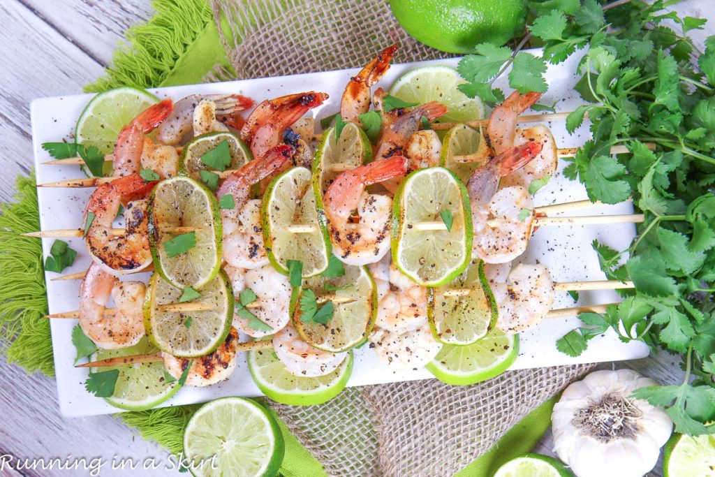 Honey Lime Shrimp Skewers overhead shot