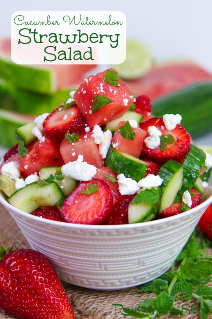 Cucumber Watermelon Strawberry Salad Pinterest Pin