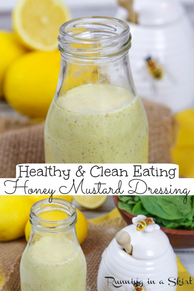 Healthy Honey Mustard Dressing Dressing Pinterest pin with multiple images.