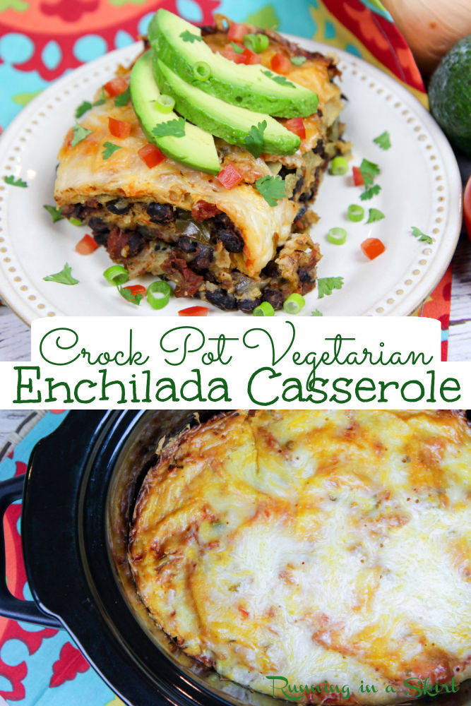 Crock Pot Vegetarian Enchilada Casserole recipe Pinterest Collage