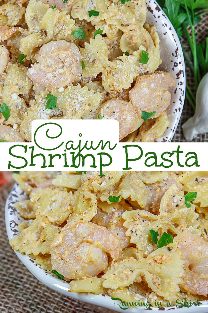 Cajun Shrimp Pasta Recipe Pinterest collage.
