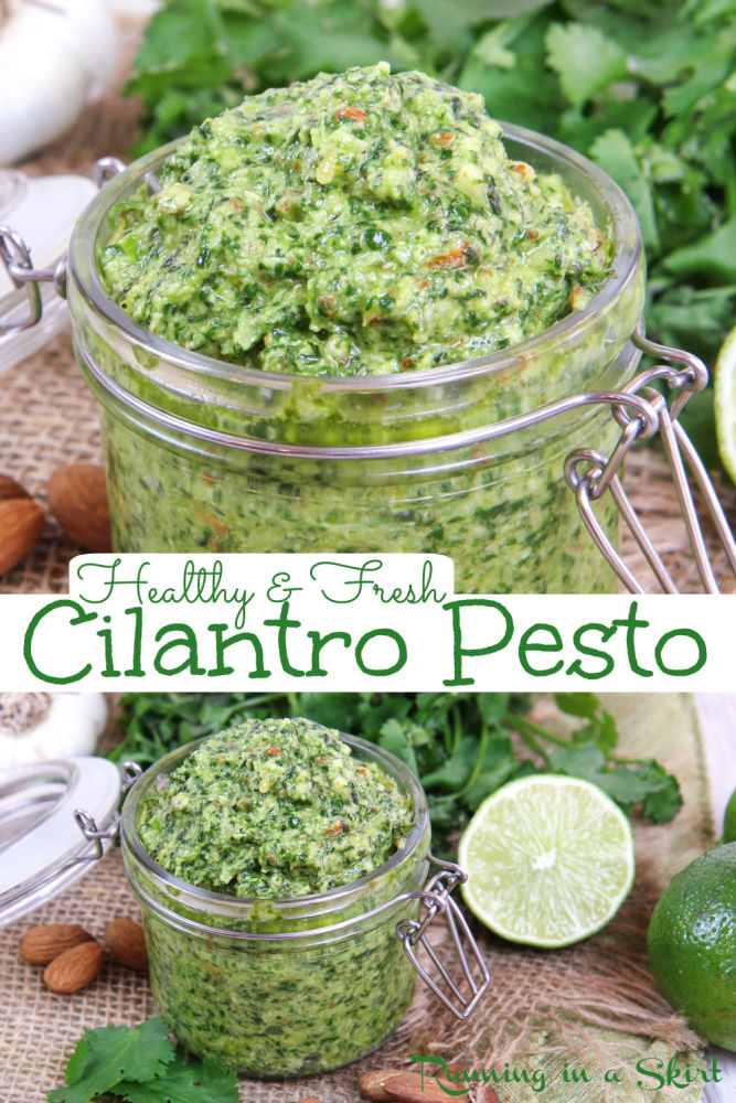 Cilantro Pesto recipe Pinterest Collage