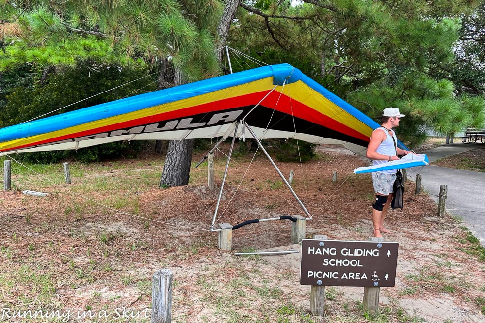 Hang glider outside Nags Head hang gliding school.