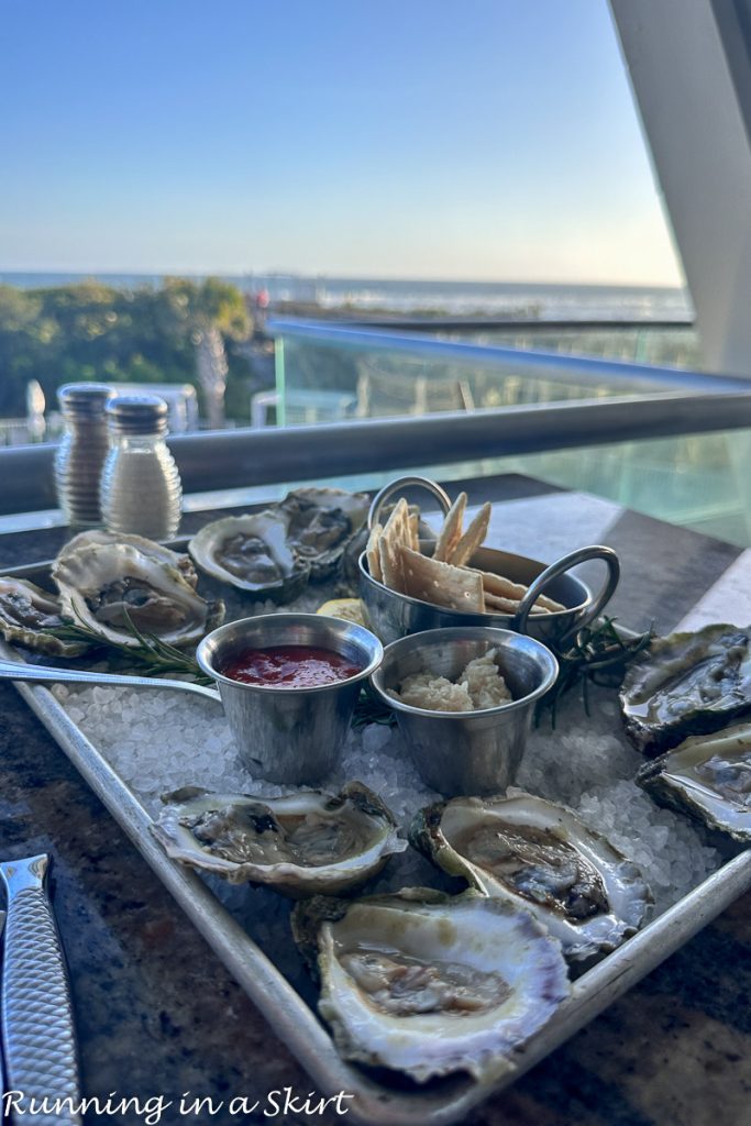 Watercolor Florida restaurants - oysters with gulf ocean view