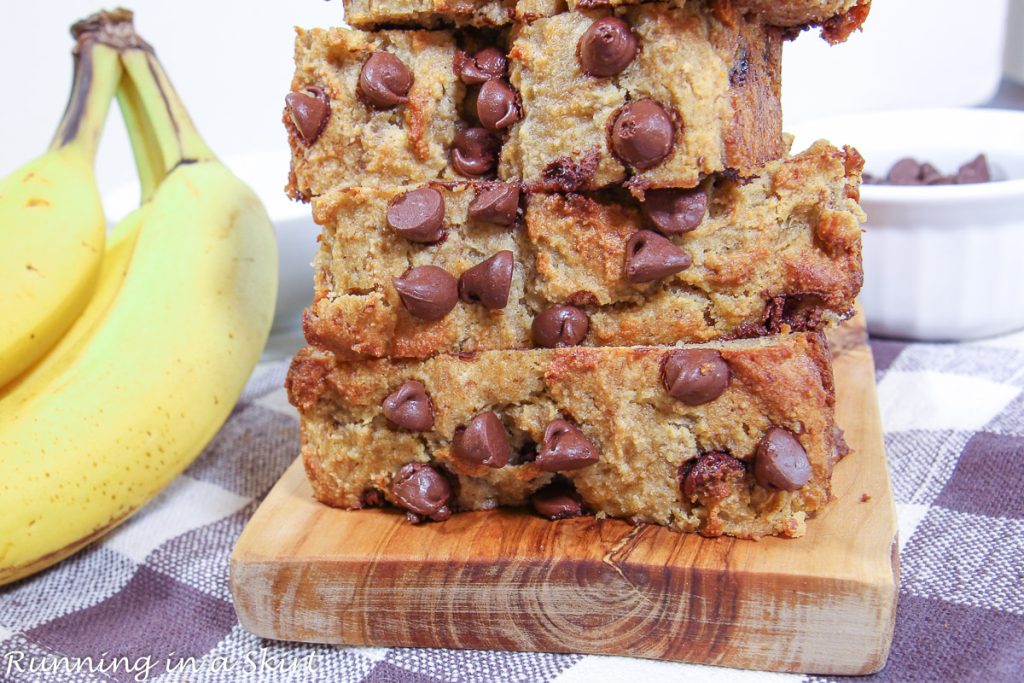 Cottage Cheese Banana Bread on a cutting board.