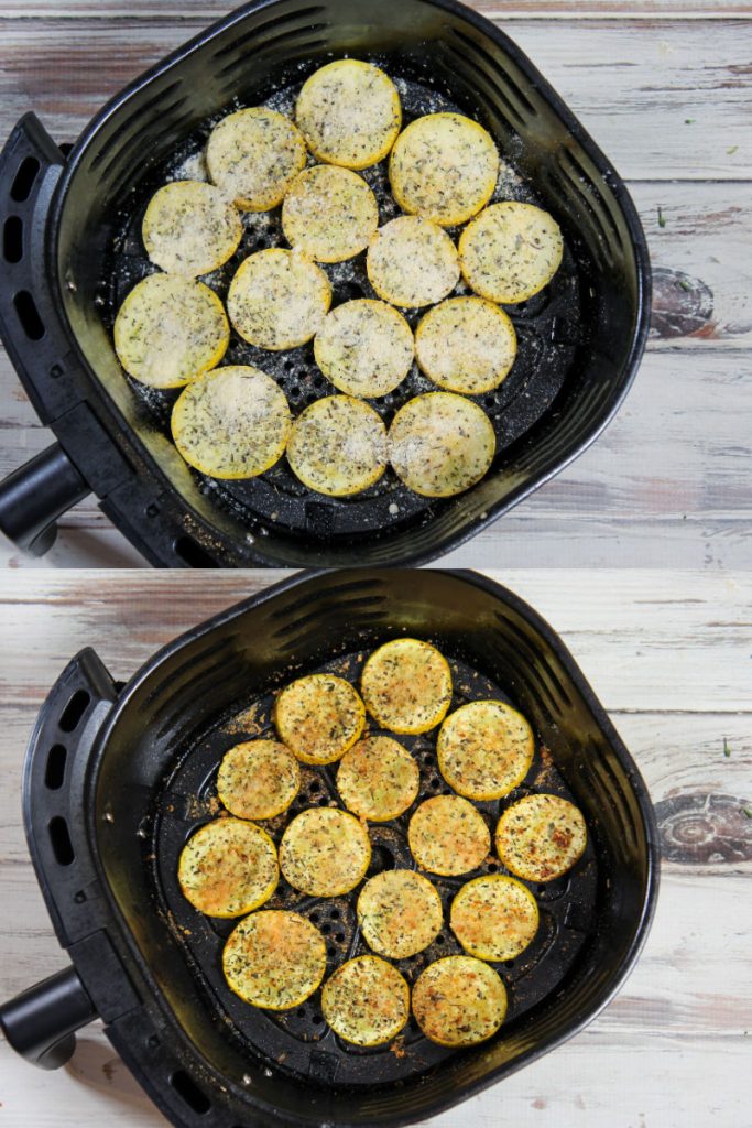 Process photos showing how to make the summer squash.