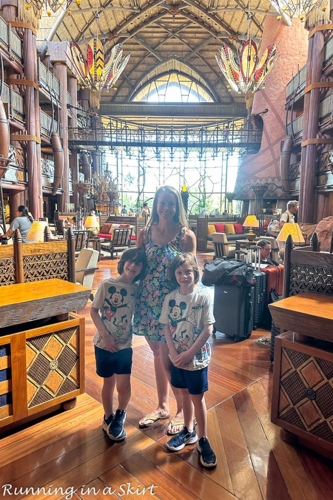 Disney Animal Kingdom Lodge reviews- Lobby photo with family