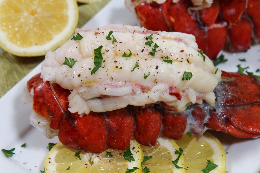 Steamed Lobster Tail close up.