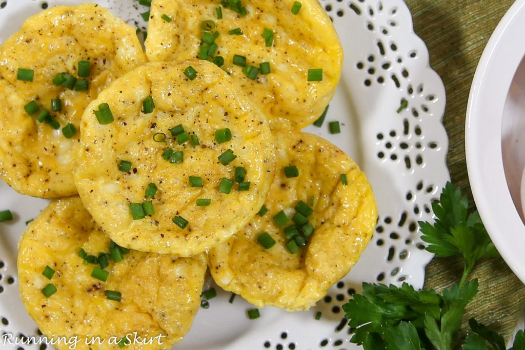 Egg Bites with Cottage Cheese on a plate.
