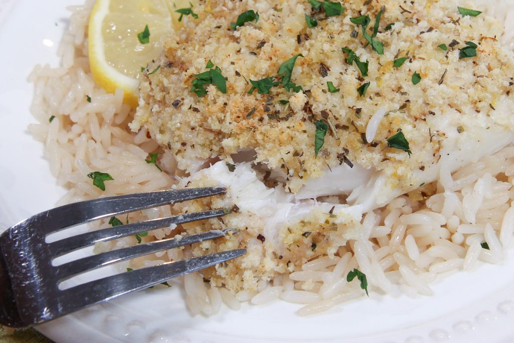 Parmesan Crusted Cod close up.