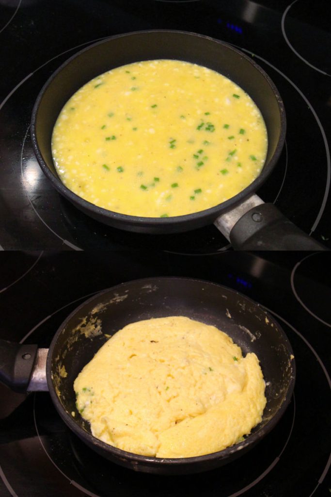 Process photo showing how to make Cottage Cheese Omelet.